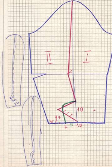 чертеж и фасон рукава с рельефной линией