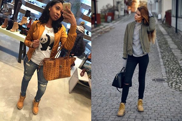 Девушки в тимберлендах и спортивных курточках