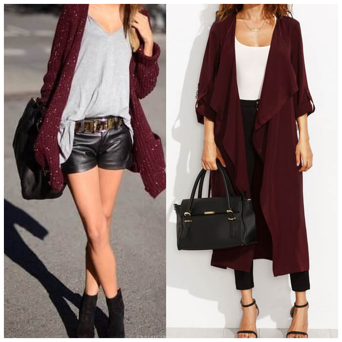 кардиган цвета марсала