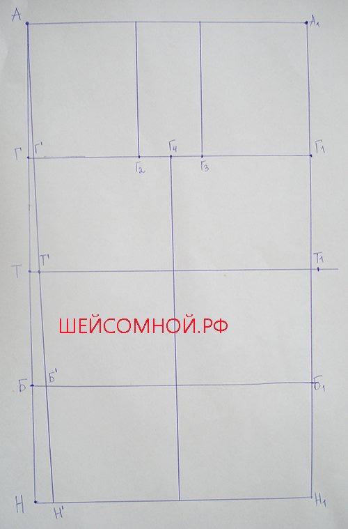 основа выкройки платья 52 размера для начинающих