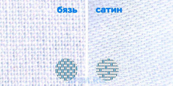 Переплетение бязи и сатина, отличия