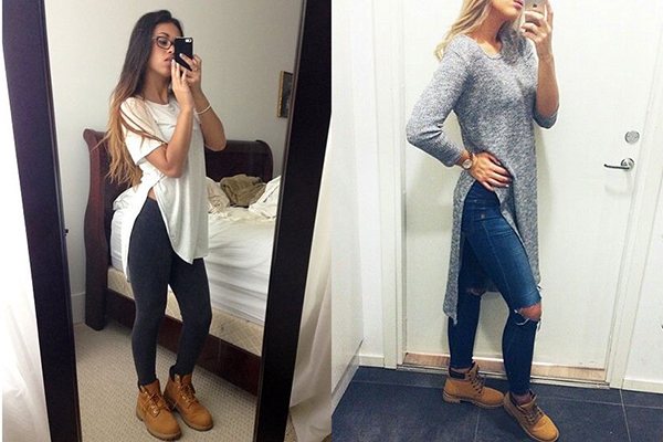 Тимберленды с туниками с разрезами по бокам