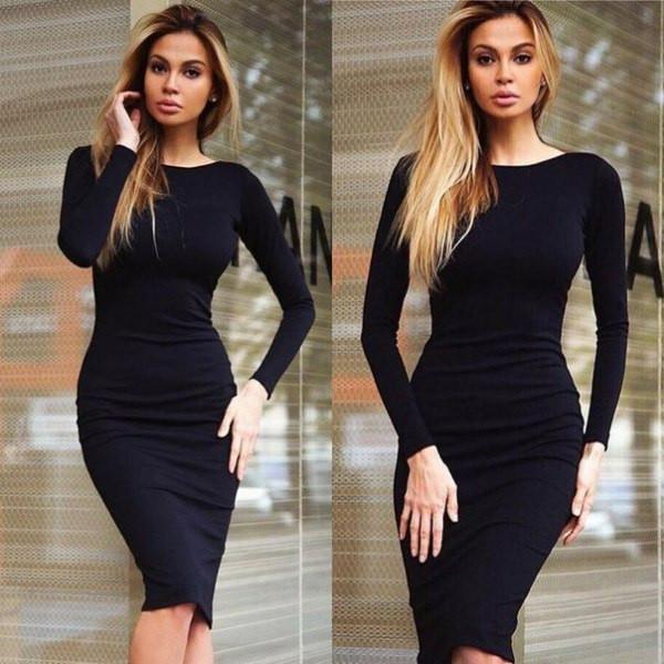 трикотажные платья черно