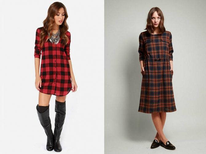 трикотажные платья В клеточку